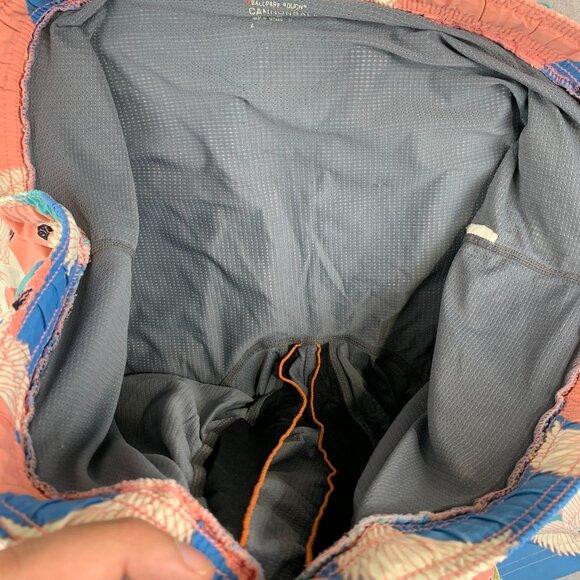 Saxx Mens Swim Trunks Large Pink Blue 2N1 Cannonball Lined Shorts 7" Nylon Birds - Picture 3 of 8